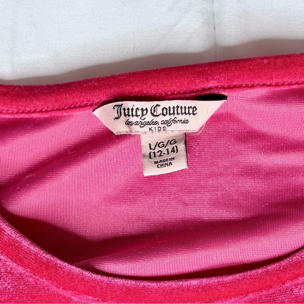 Juicy Couture Girl's Velour Ruffle Dress Bright Rose Size 12/14 Lg Pre-Owned - Picture 5 of 10